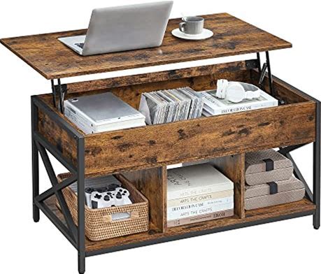 VASAGLE Industrial Coffee Table with Storage Shelf